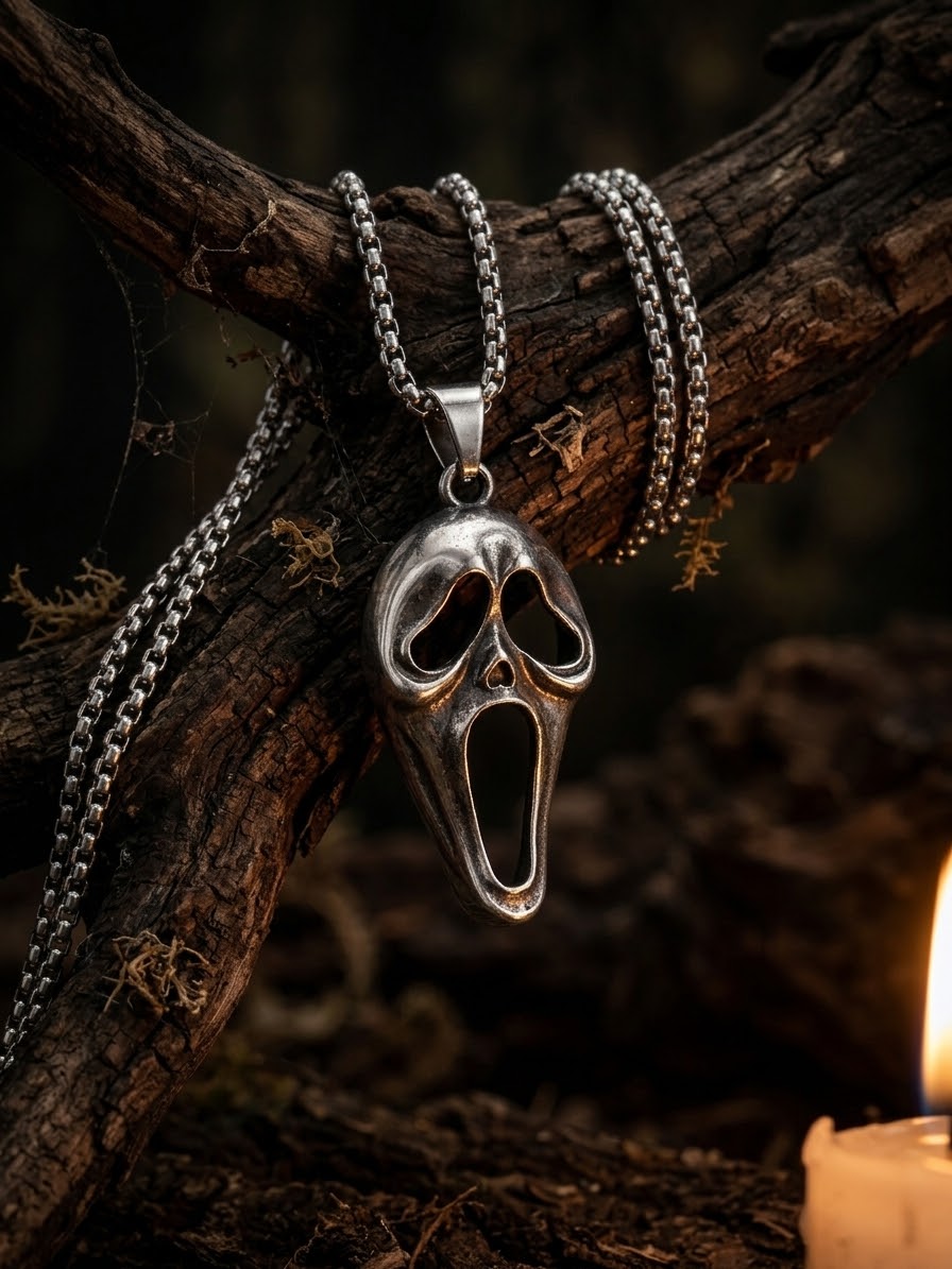Collana con Pendente a Maschera Scream