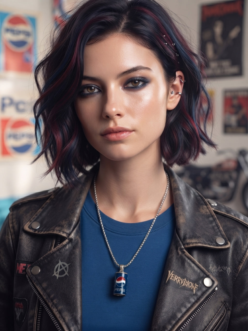 Collana con ciondolo lattina pepsi smaltata in acciaio inossidabile