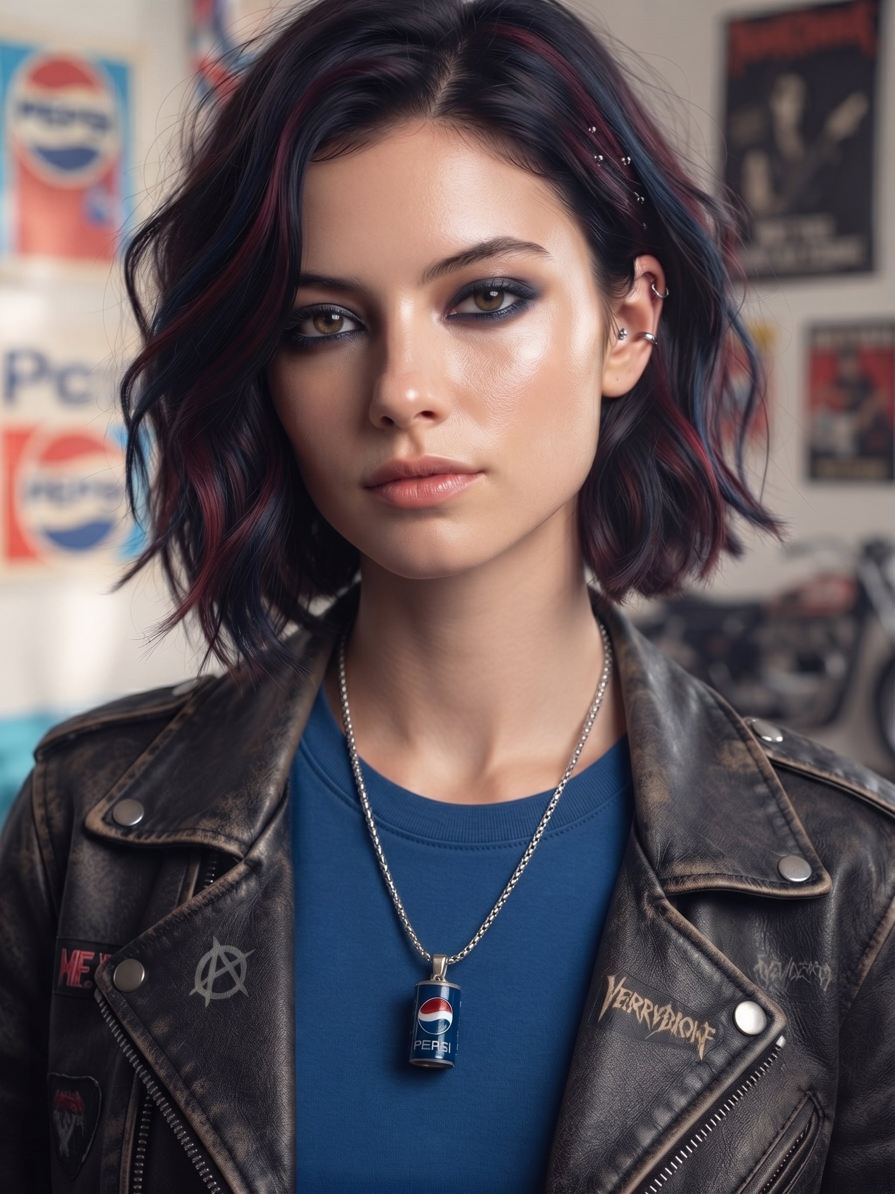Collana con ciondolo lattina pepsi smaltata in acciaio inossidabile