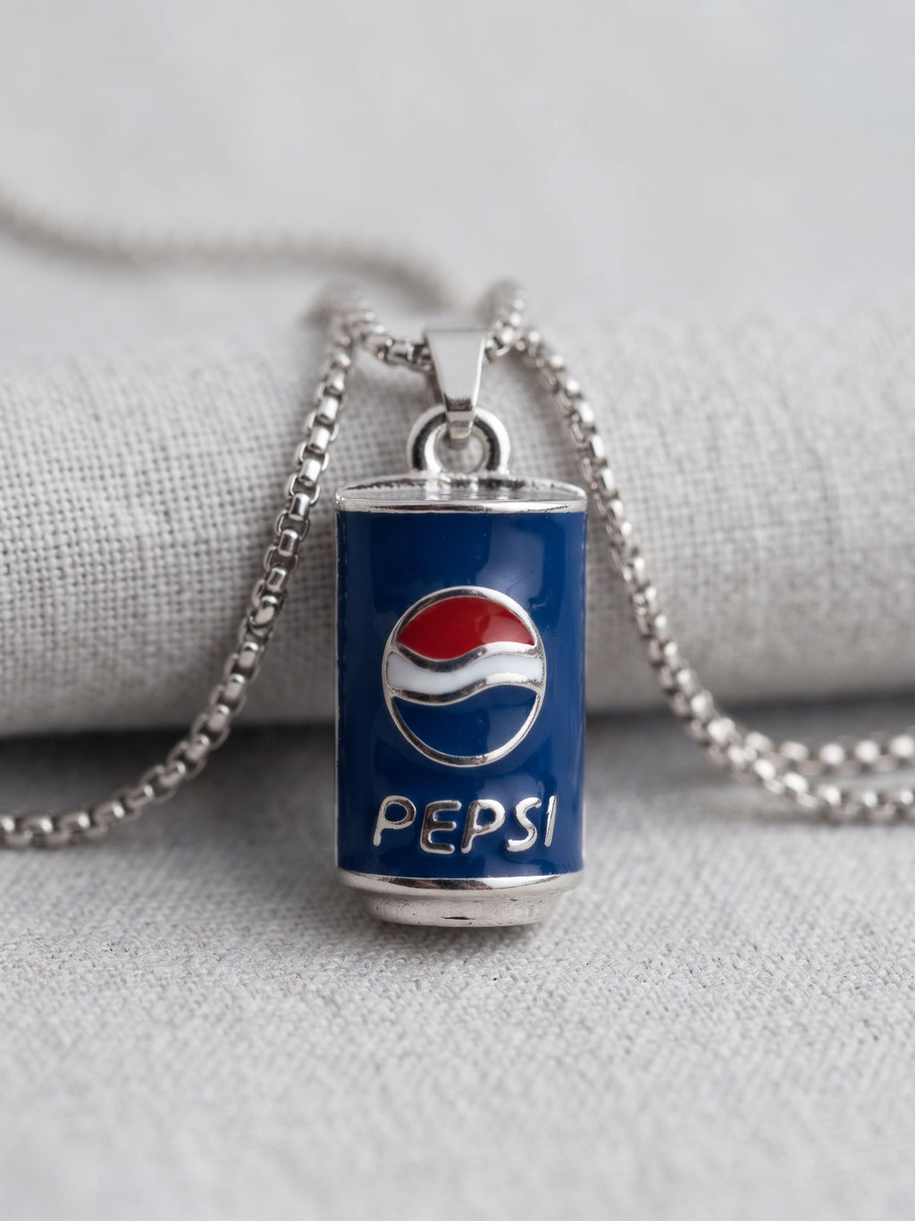 Collana con ciondolo lattina pepsi smaltata in acciaio inossidabile