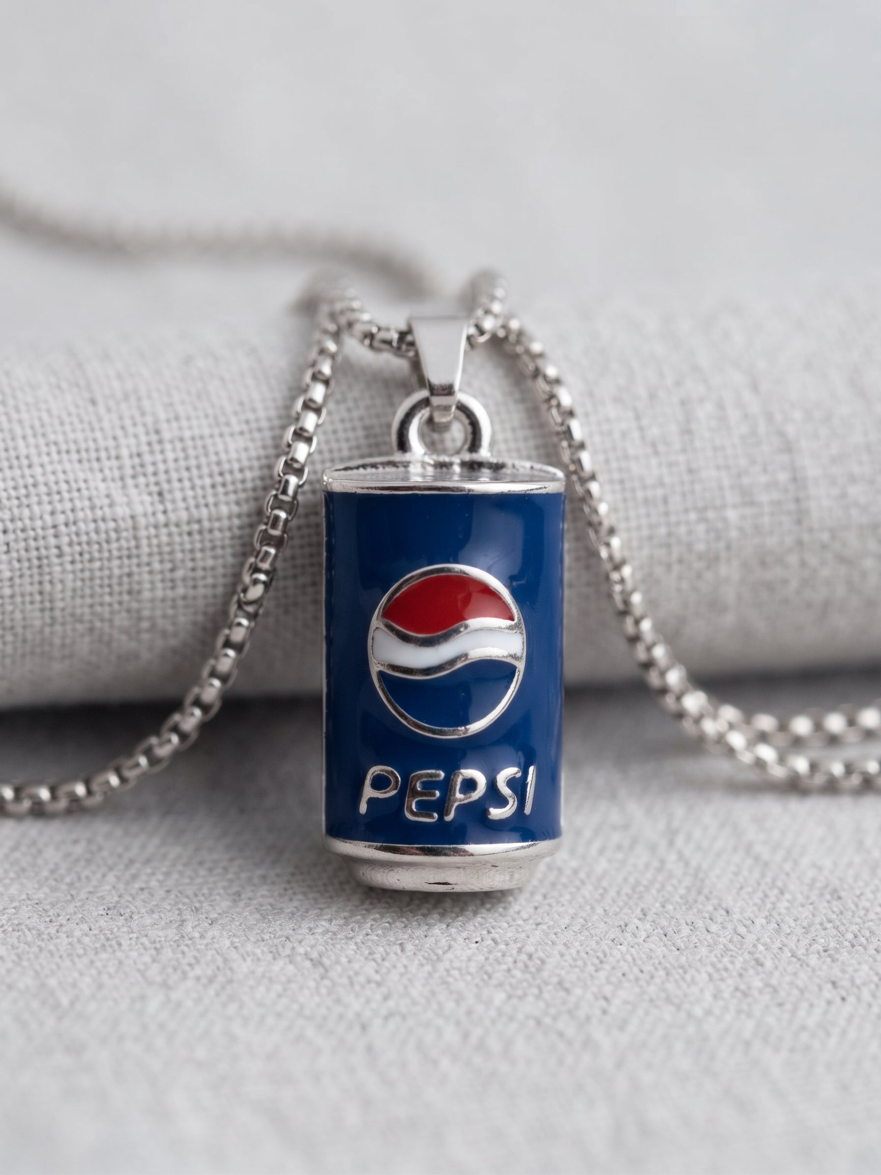 Collana con ciondolo lattina pepsi smaltata in acciaio inossidabile